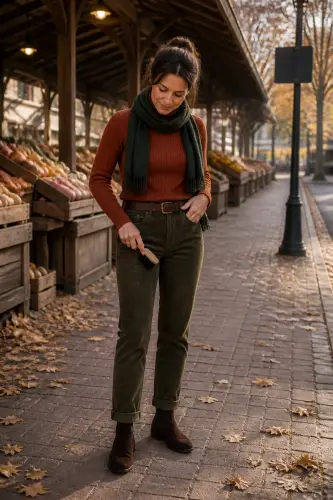sweater fall winter outfits 2 rust turtleneck sweater with olive corduroy pants 1790053634.webp
