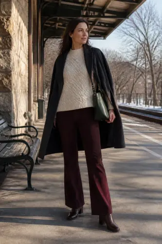sweater fall winter outfits 19 cream aran sweater with burgundy trousers 19 1790054654.webp