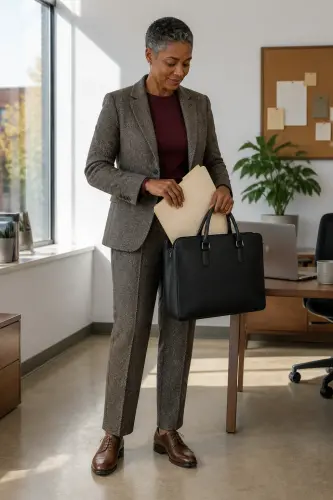 fall outfits for women over 40 9 herringbone suit fine knit and oxford shoes 9 1790108695.4