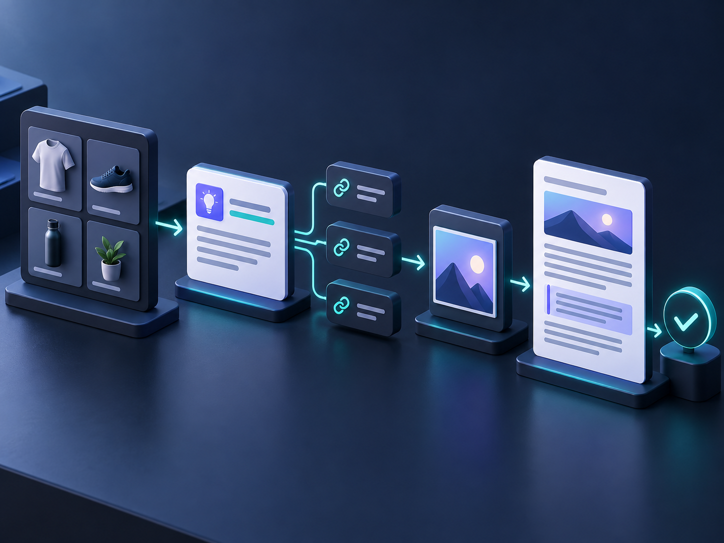 Product context flowing through a reviewable ecommerce blog workflow