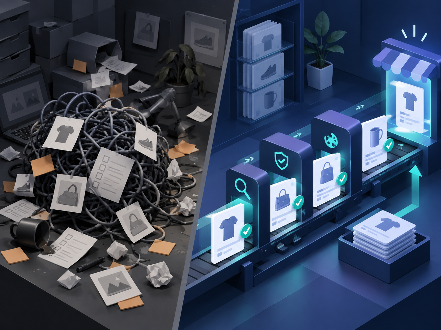 A content operation changing from scattered tasks to a scheduled review lane