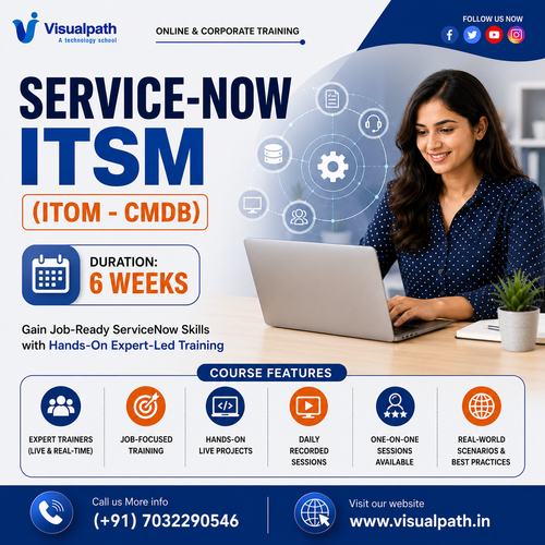 Visualpath offers practical ServiceNow Online training covering ITSM, ITOM, CMDB, and real-world workflows. Learners looking for ServiceNow Training in Chennai or ServiceNow Training in Hyderabad can join live online sessions from anywhere. Corporate training is available globally. Call +91-7032290546. 
WhatsApp: https://wa.me/c/917032290546
Visit: https://www.visualpath.in/servicenow-online-training.html
Blog: https://visualpathblogs.com/category/service-now/