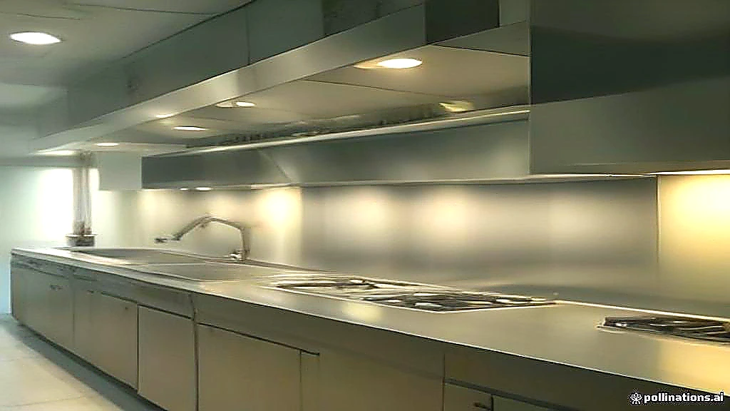 Bright colorful hero photo of a modern commercial kitchen with stainless equipment