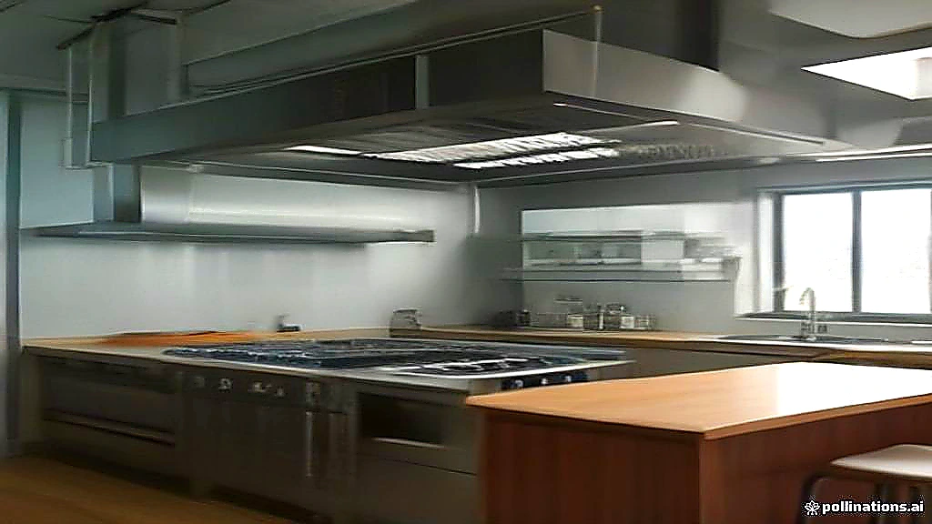 Bright colorful hero photo of a modern commercial kitchen with stainless equipment