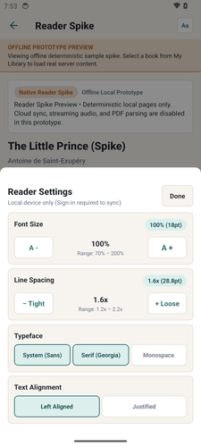 14 reader settings sheet open.2