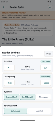 14 reader settings sheet open.2