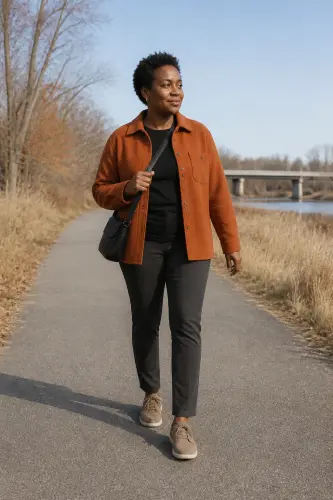 fall outfits for women over 40 16 shirt jacket ponte trousers and suede 1790109494.4