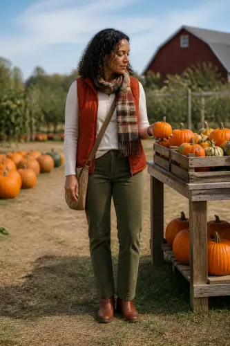 pumpkin patch outfits 1 rust quilted vest ivory henley and olive corduroy pants 1790046377.webp