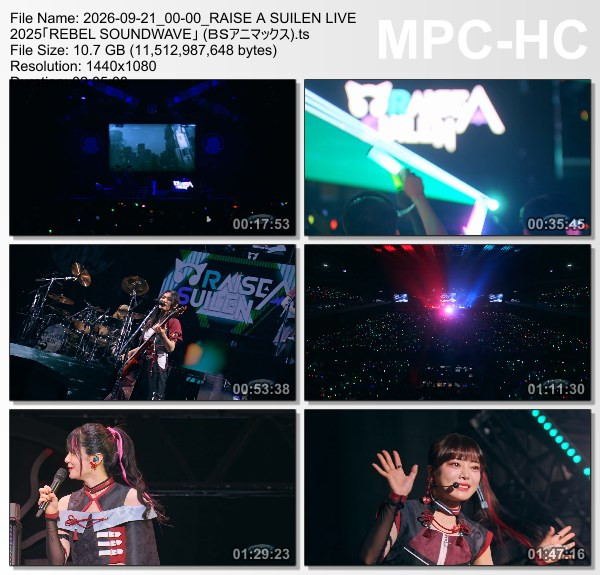 BanG Dream! – RAISE A SUILEN LIVE 2025 “REBEL SOUNDWAVE” (BS Animax 2026.09.21) BanG Dream! – RAISE A SUILEN LIVE 2025 “REBEL SOUNDWAVE” (BS Animax 2026.09.21)