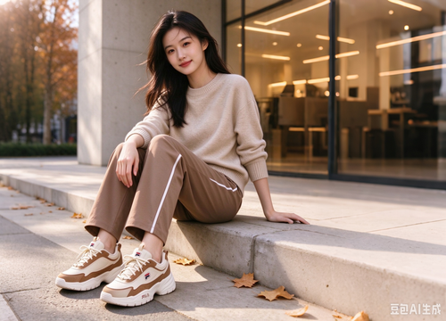 中国女性模特斐乐秋季鞋款展示.png