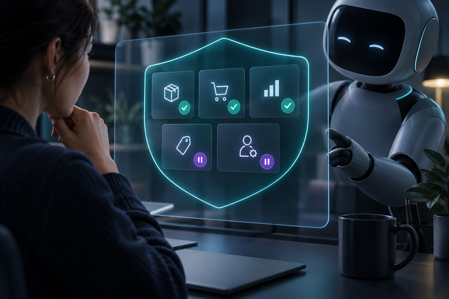 Scoped permissions boundary for a Shopify AI assistant