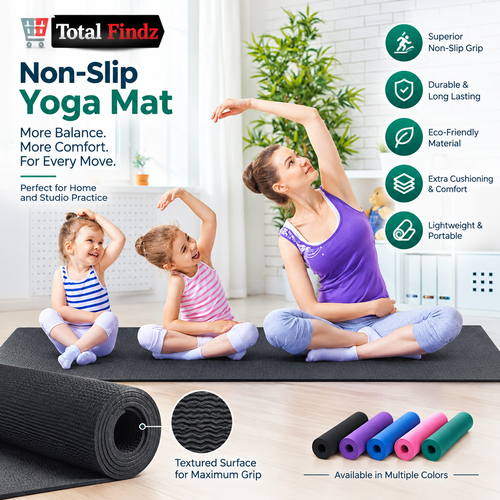 Non Slip Yoga Mat for Home & Studio Practice Total Findz.png