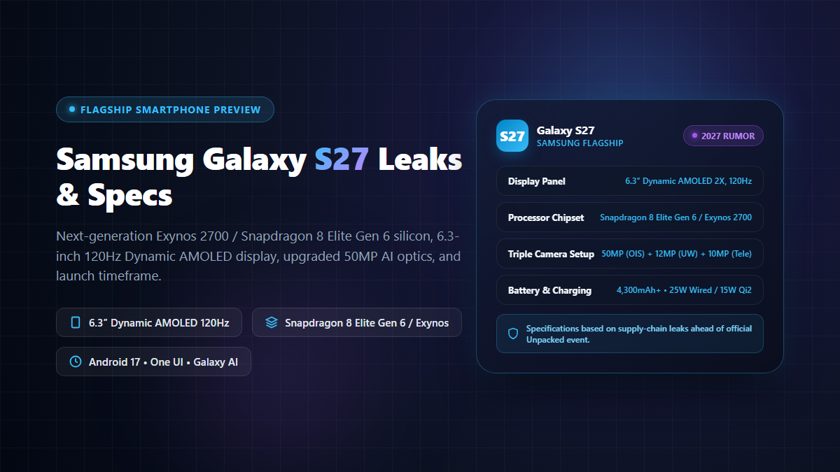 Samsung Galaxy S27 Leaks Expected Specifications Camera Display and Launch Date