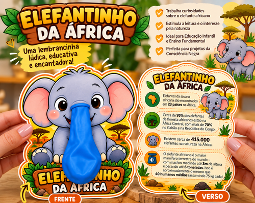 Elefantinho da África Cartão Lúdico Educativo.2
