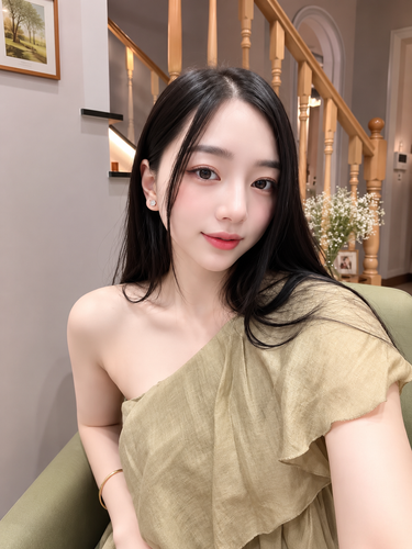 Soft Olive Toned Home Selfie.2