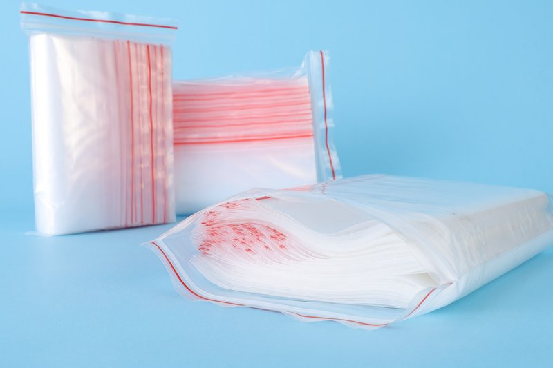 Packs of resealable PE ziplock bags ready for distribution