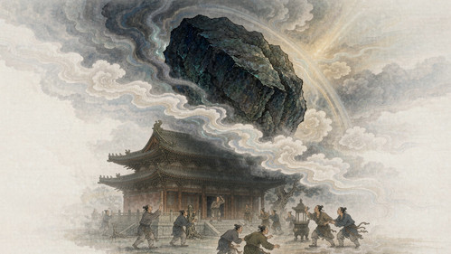 飞石自云中坠落北岳庙