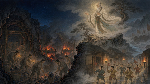 锡山矿场夜色中传唱童谣