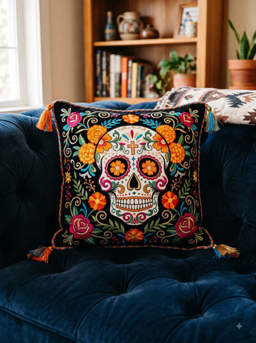 06 Sugar Skull Embroidered Cushion Cover.jpg