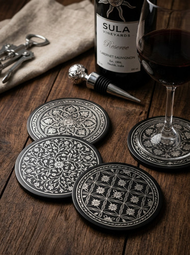 03 Bidri Silver Inlay Wine Coasters.jpg