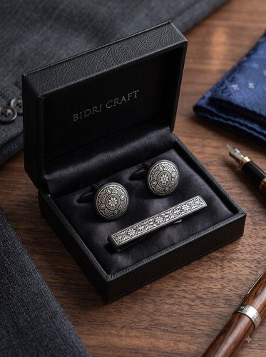 06 Bidri Silver Inlay Cufflinks Set.jpg