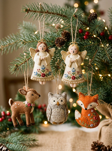 13 Felt Hand Embroidered Angel Ornaments.jpg