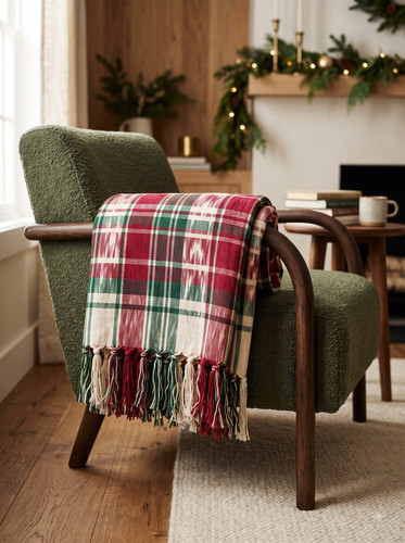 17 Handloom Ikat Christmas Tartan Throw.jpg