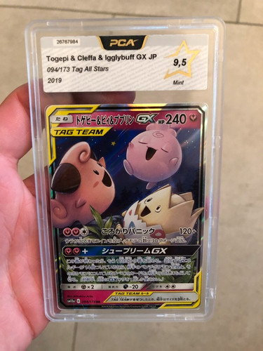 Carte Pokémon Japonaise, Togepi & Cleffa & Igglybuff GX gradée PCA 9,5