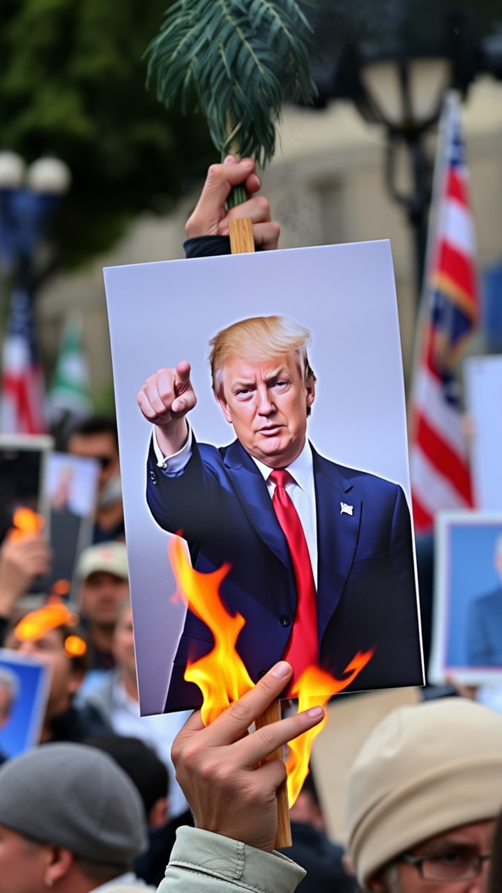 Protesters burn photos of Trump, Meloni in Rome march