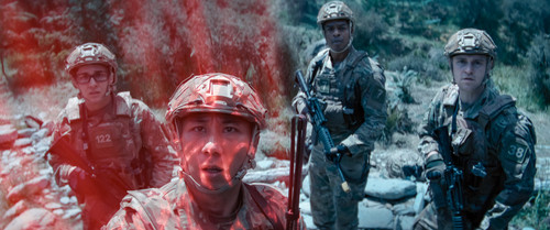 War Machine. (L-R) Heather Burridge as 122, Yuchen Wang as 111, Stephan James as 7 and Matt Testro a.jpg