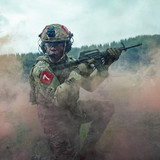 War Machine. Stephan James as 7 in War Machine. Cr. Ben King/Netflix  2026.