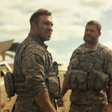 War Machine. (L-R) Jai Courtney as Squad Leader and Alan Ritchson as 81 in War Machine. Cr. Ben King