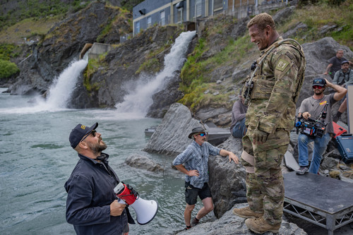 War Machine. (Featured L-R) Director Patrick Hughes and Alan Ritchson as 81 on the set of War Machin.jpg