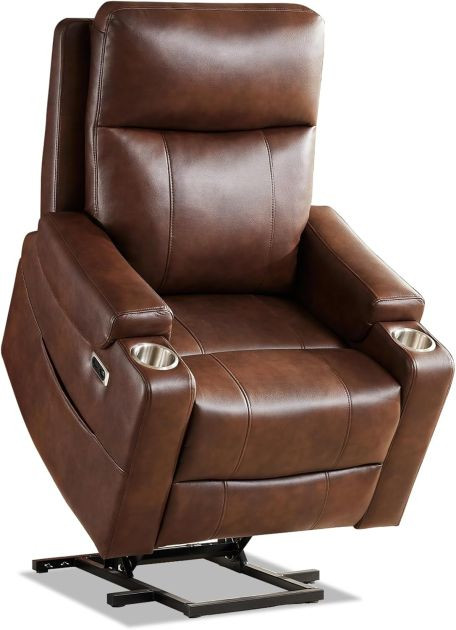 Triple Motor Power Lift Recliner Chair with adjustable lumbar support, massage and heating, USB ports, and cup holders