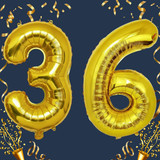 32 Inch Big Gold Large Number 36 Mylar Foil Balloon For Helium &amp; Air Filled Premium Self Seal Balloo
