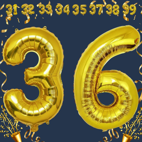 32 Inch Big Gold Large Number 36 Mylar Foil Balloon For Helium & Air Filled Premium Self Seal Balloo.jpg