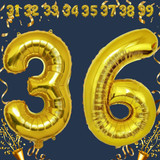 32 Inch Big Gold Large Number 36 Mylar Foil Balloon For Helium &amp; Air Filled Premium Self Seal Balloo