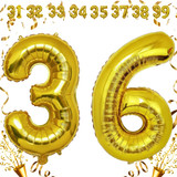 32 Inch Big Gold Large Number 36 Mylar Foil Balloon For Helium &amp; Air Filled Premium Self Seal Balloo