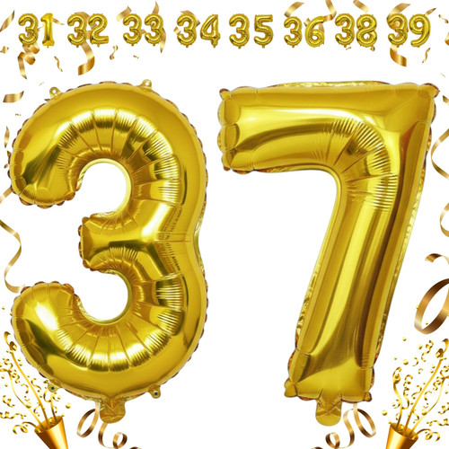 32 Inch Big Gold Large Number 37 Mylar Foil Balloon For Helium & Air Filled Premium Self Seal Balloo.jpg