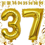32 Inch Big Gold Large Number 37 Mylar Foil Balloon For Helium &amp; Air Filled Premium Self Seal Balloo