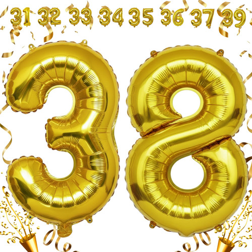 32 Inch Big Gold Large Number 38 Mylar Foil Balloon For Helium & Air Filled Premium Self Seal Balloo.jpg