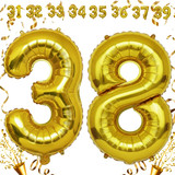 32 Inch Big Gold Large Number 38 Mylar Foil Balloon For Helium &amp; Air Filled Premium Self Seal Balloo