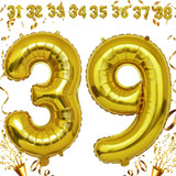 32 Inch Big Gold Large Number 39 Mylar Foil Balloon For Helium &amp; Air Filled Premium Self Seal Balloo