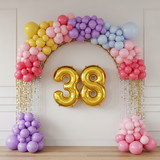 32 Inch Big Gold Large Number 38 Mylar Foil Balloon For Helium &amp; Air Filled Premium Self Seal Balloo