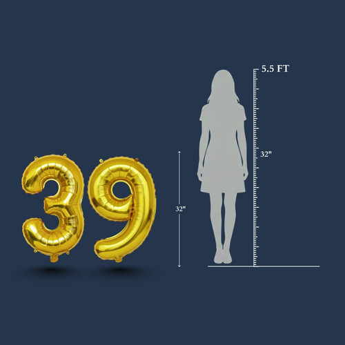 32 Inch Big Gold Large Number 39 Mylar Foil Balloon For Helium & Air Filled Premium Self Seal Balloo.jpg