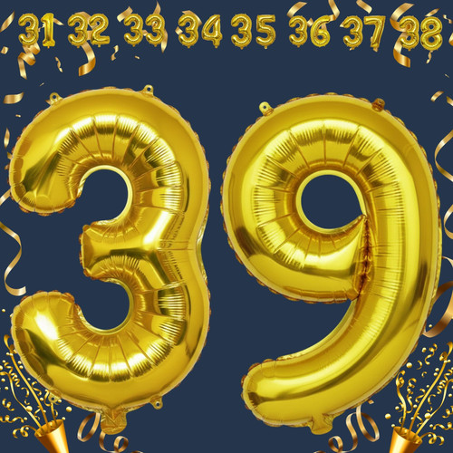 32 Inch Big Gold Large Number 39 Mylar Foil Balloon For Helium & Air Filled Premium Self Seal Balloo.jpg