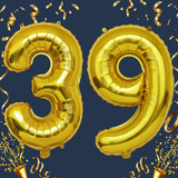 32 Inch Big Gold Large Number 39 Mylar Foil Balloon For Helium &amp; Air Filled Premium Self Seal Balloo