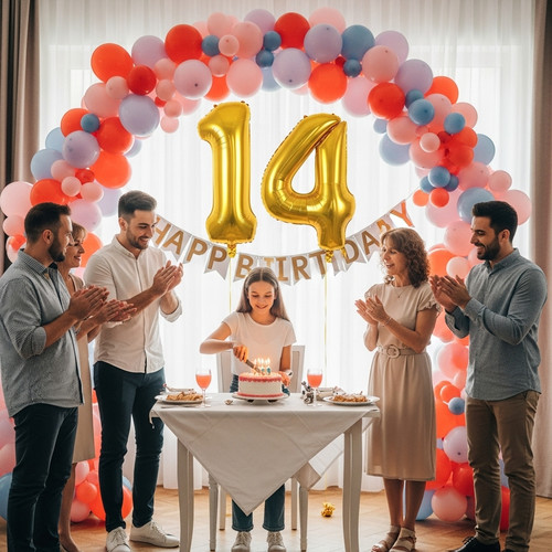 32 Inch Big Gold Large Number 14 Mylar Foil Balloon For Helium & Air Filled Premium Self Seal Balloo.jpg