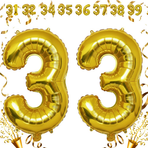 32 Inch Big Gold Large Number 33 Mylar Foil Balloon For Helium & Air Filled Premium Self Seal Balloo.jpg