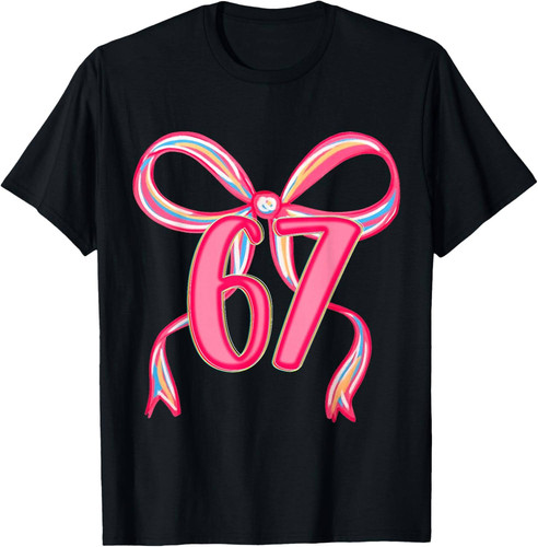 Six Seven Coquette Girl Bow Cool Meme 67 Funny Number Slang T Shirt productor mockup (3).jpg